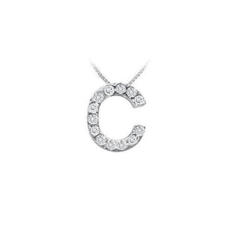 Classic C Initial Diamond Pendant : 14K White Gold - 0.15 CT Diamonds