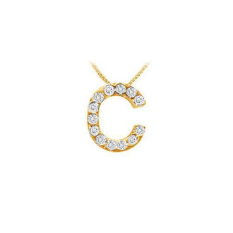 Classic C Initial Diamond Pendant : 14K Yellow Gold - 0.15 CT Diamonds