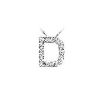 Classic D Initial Diamond Pendant : 14K White Gold - 0.15 CT Diamonds