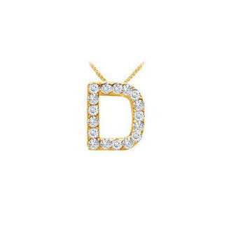 Classic D Initial Diamond Pendant : 14K Yellow Gold - 0.15 CT Diamonds