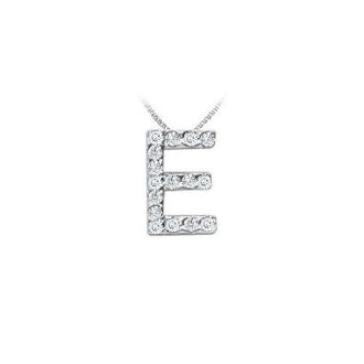 Classic E Initial Diamond Pendant : 14K White Gold - 0.15 CT Diamonds