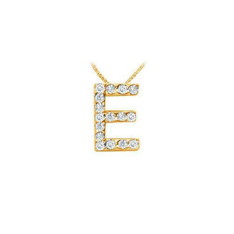 Classic E Initial Diamond Pendant : 14K Yellow Gold - 0.15 CT Diamonds