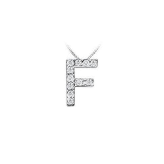 Classic F Initial Diamond Pendant : 14K White Gold - 0.15 CT Diamonds