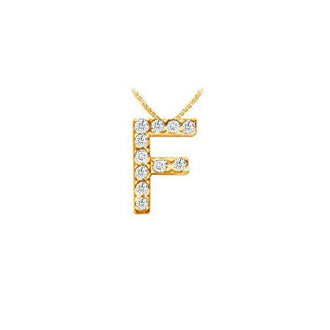 Classic F Initial Diamond Pendant : 14K Yellow Gold - 0.15 CT Diamonds