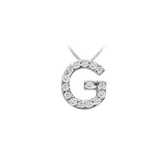 Classic G Initial Diamond Pendant : 14K White Gold - 0.15 CT Diamonds