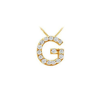 Classic G Initial Diamond Pendant : 14K Yellow Gold - 0.15 CT Diamonds