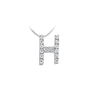 Classic H Initial Diamond Pendant : 14K White Gold - 0.15 CT Diamonds