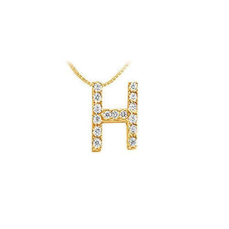 Classic H Initial Diamond Pendant : 14K Yellow Gold - 0.15 CT Diamonds