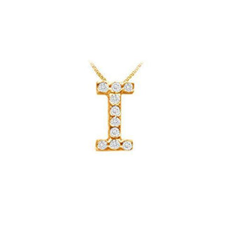 Classic I Initial Diamond Pendant : 14K Yellow Gold - 0.10 CT Diamonds