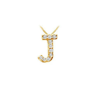 Classic J Initial Diamond Pendant : 14K Yellow Gold - 0.10 CT Diamonds