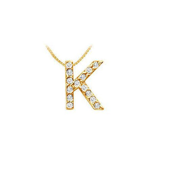 Classic K Initial Diamond Pendant : 14K Yellow Gold - 0.15 CT Diamonds