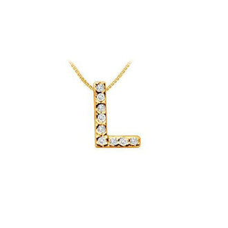 Classic L Initial Diamond Pendant : 14K Yellow Gold - 0.10 CT Diamonds