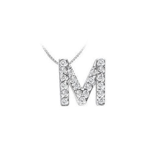 Classic M Initial Diamond Pendant : 14K White Gold - 0.25 CT Diamonds