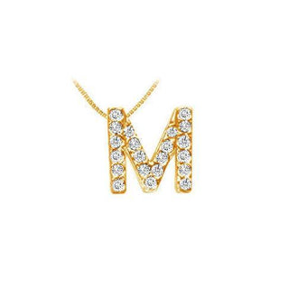 Classic M Initial Diamond Pendant : 14K Yellow Gold - 0.25 CT Diamonds