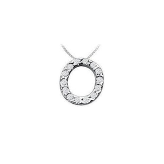 Classic O Initial Diamond Pendant : 14K White Gold - 0.15 CT Diamonds