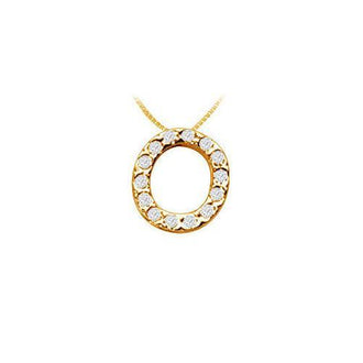 Classic O Initial Diamond Pendant : 14K Yellow Gold - 0.15 CT Diamonds