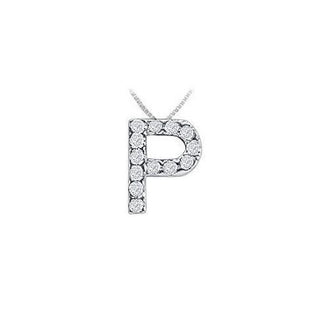 Classic P Initial Diamond Pendant : 14K White Gold - 0.15 CT Diamonds