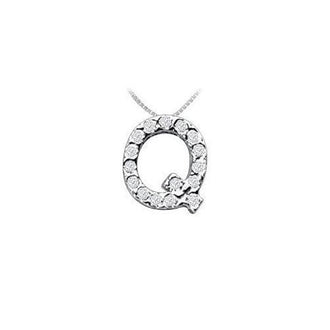 Classic Q Initial Diamond Pendant : 14K White Gold - 0.15 CT Diamonds