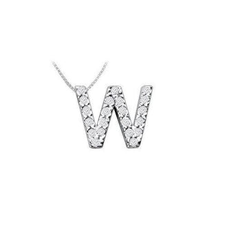 Classic W Initial Diamond Pendant : 14K White Gold - 0.25 CT Diamonds