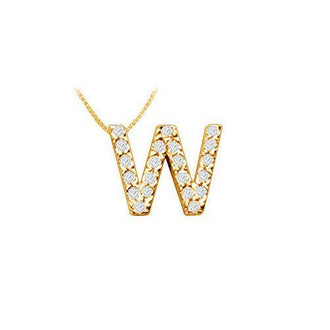 Classic W Initial Diamond Pendant : 14K Yellow Gold - 0.25 CT Diamonds