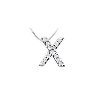 Classic X Initial Diamond Pendant : 14K White Gold - 0.15 CT Diamonds