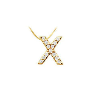 Classic X Initial Diamond Pendant : 14K Yellow Gold - 0.15 CT Diamonds