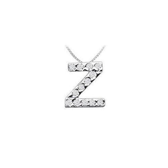 Classic Z Initial Diamond Pendant : 14K White Gold - 0.15 CT Diamonds