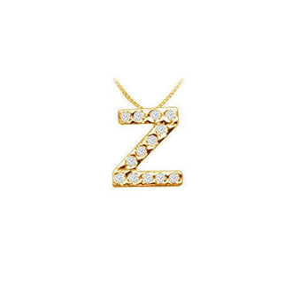 Classic Z Initial Diamond Pendant : 14K Yellow Gold - 0.15 CT Diamonds