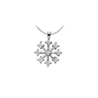 Diamond Flower Pendant : 14K White Gold - 1.00 CT Diamonds