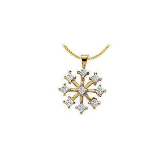 Diamond Flower Pendant : 14K Yellow Gold - 1.00 CT Diamonds