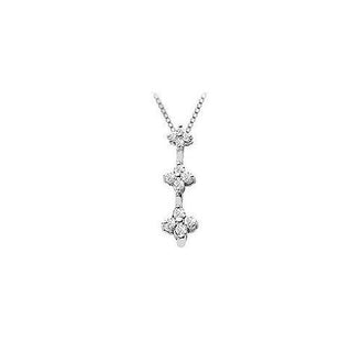 Diamond Flowers Pendant : 14K White Gold - 0.25 CT Diamonds