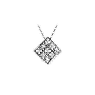 Diamond Kite Shaped Pendant : 14K White Gold - 0.33 CT Diamonds