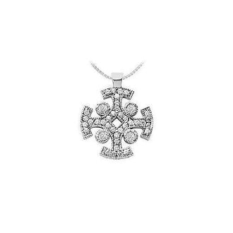 Diamond Cross Pendant : 14K White Gold - 1.50 CT Diamonds