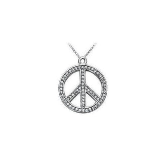 Diamond Peace Symbol Pendant : 14K White Gold - 0.75 CT Diamonds