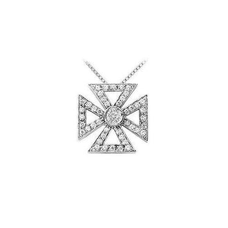 Diamond Maltese Cross Pendant : 14K White Gold - 0.75 CT Diamonds