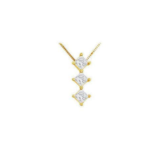 Princess Diamond Pendant : 14K Yellow Gold - 0.25 CT Diamonds