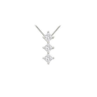 Princess Diamond Pendant : 14K White Gold - 0.50 CT Diamonds