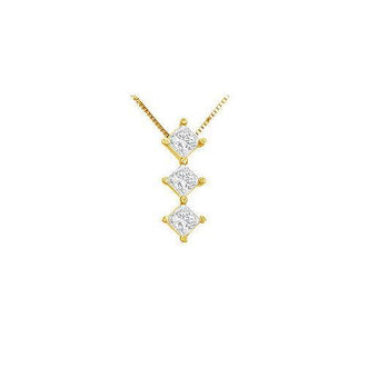 Princess Diamond Pendant : 14K Yellow Gold - 0.50 CT Diamonds