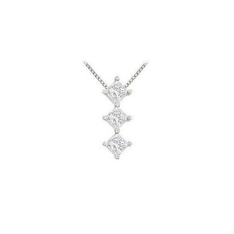 Princess Diamond Pendant : 14K White Gold - 1.00 CT Diamonds