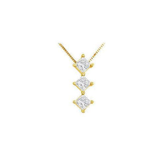 Princess Diamond Pendant : 14K Yellow Gold - 1.00 CT Diamonds