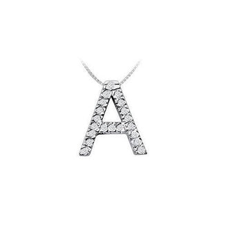 Classic A Initial Diamond Pendant : 14K White Gold - 0.30 CT Diamonds