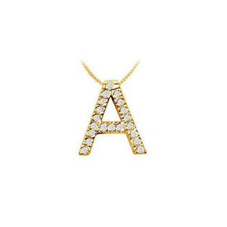 Classic A Initial Diamond Pendant : 14K Yellow Gold - 0.30 CT Diamonds