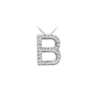 Classic B Initial Diamond Pendant : 14K White Gold - 0.45 CT Diamonds