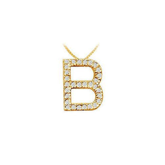 Classic B Initial Diamond Pendant : 14K Yellow Gold - 0.45 CT Diamonds