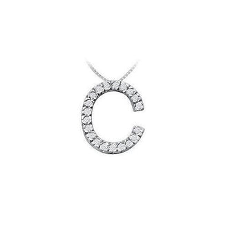 Classic C Initial Diamond Pendant : 14K White Gold - 0.30 CT Diamonds