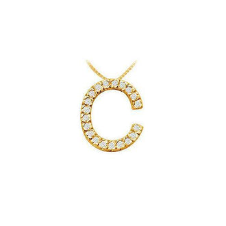 Classic C Initial Diamond Pendant : 14K Yellow Gold - 0.30 CT Diamonds