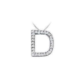 Classic D Initial Diamond Pendant : 14K White Gold - 0.45 CT Diamonds