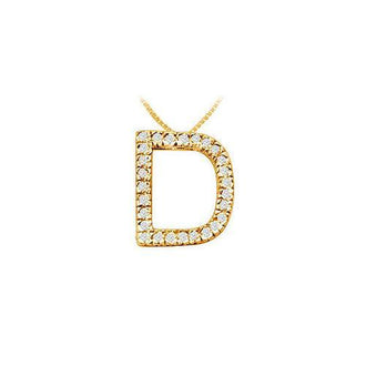 Classic D Initial Diamond Pendant : 14K Yellow Gold - 0.45 CT Diamonds