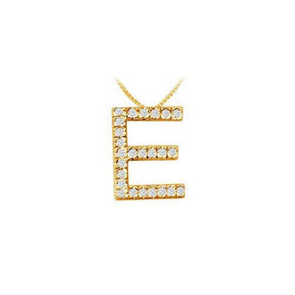 Classic E Initial Diamond Pendant : 14K Yellow Gold - 0.40 CT Diamonds