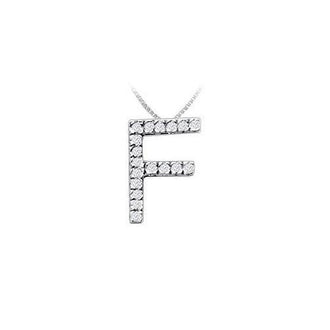 Classic F Initial Diamond Pendant : 14K White Gold - 0.25 CT Diamonds